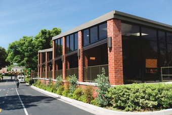 exterior view of a covered dining patio