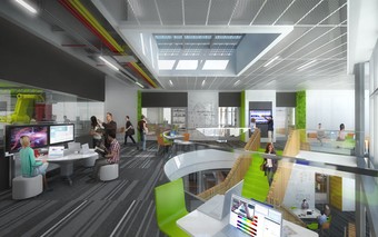 a rendering of the inside of a modern building