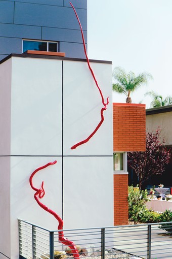 a red vine sculpture