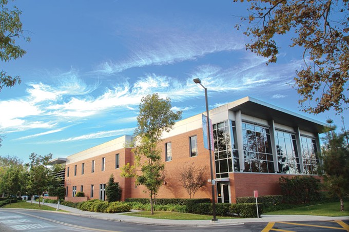 a modern multi-story brick building