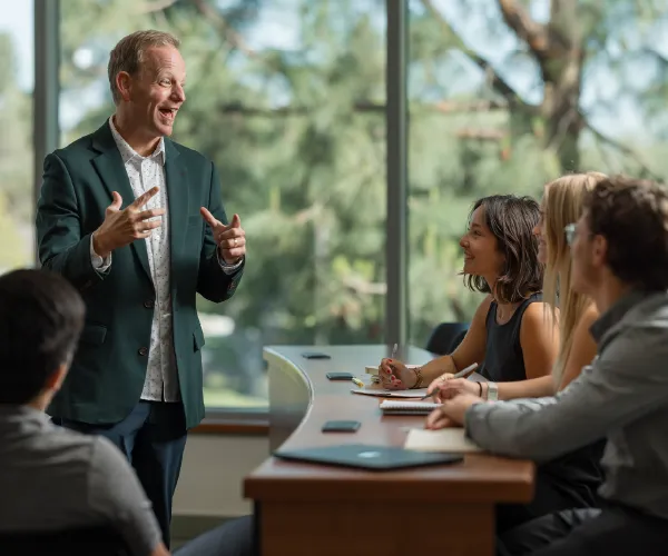 professor talking to students